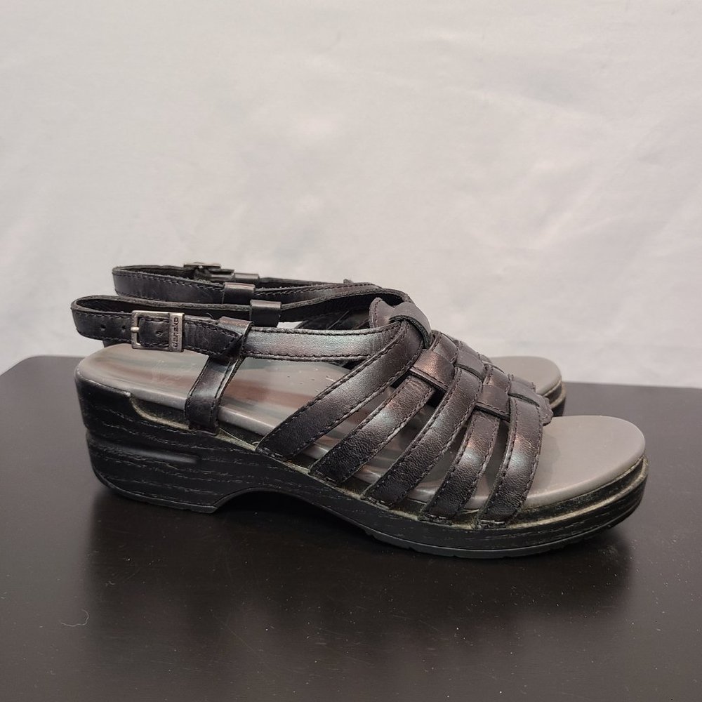 Dansko Sandals Womens 39 Black Leather Strappy Platform Heel